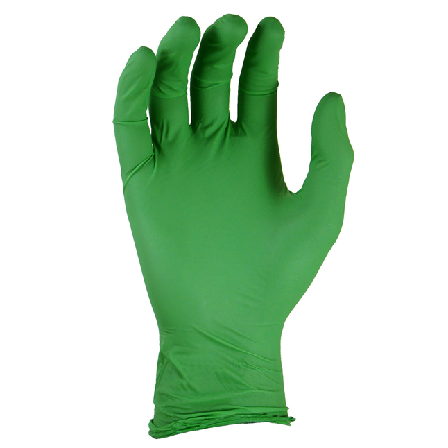 SHOWA 4500 Flat Dipped Nitrile Gloves, Green