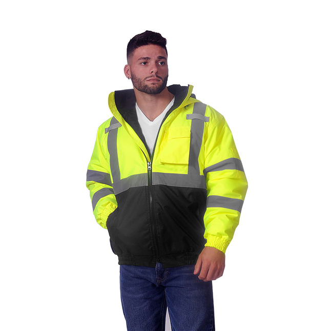 Quilted Jacket Galeton Work at Gloves/Safety Insulated Illuminator™ Glasses/Disposable Bomber with | Hooded Lining Vests/Rainwear Coveralls/Safety 3 Class