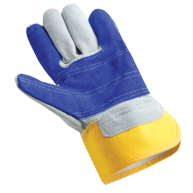 Airgas - PIP84-7632/XL - Protective Industrial Products X-Large Blue  Shoulder Split Leather Palm Gloves With Canvas Back And Gauntlet Cuff