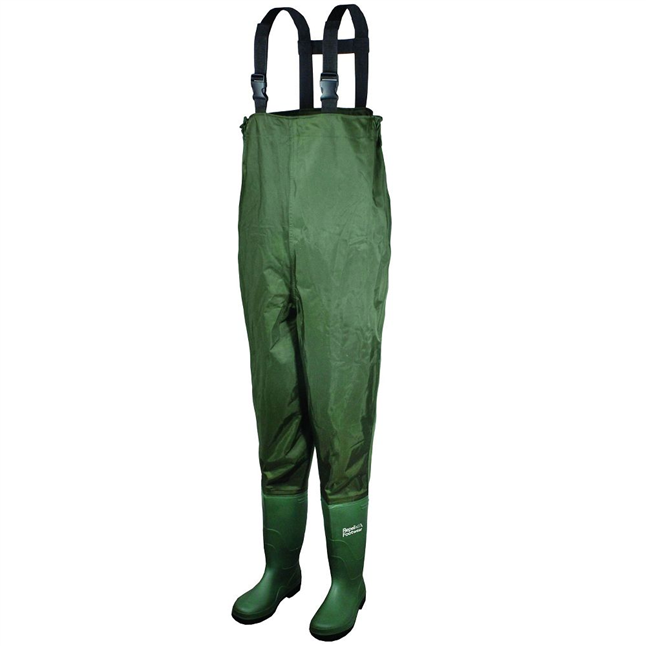 Repel Footwear? Extra Large PVC / Nylon Chest Wader Boots, Size 7 Green #13483-7-GR
