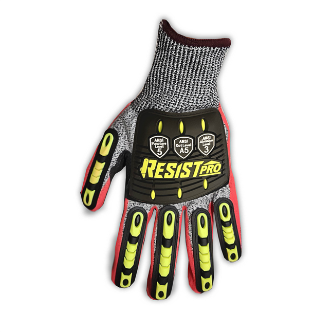 12 Galeton Hi Viz Resist Pro ANSI A5 Cut and Impact Resistant Knit Gloves, Size Small #11856-S