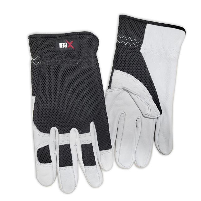 Galeton 9120053-XXL Max Extra Utility/Mechanics Cowhide Work Gloves, 2XL, Black/Natural